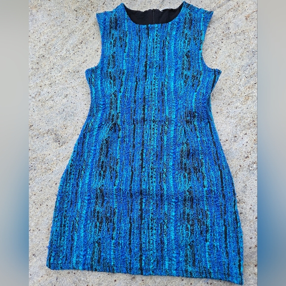 ZARA Blue Textured Mini Dress - Picture 4 of 8